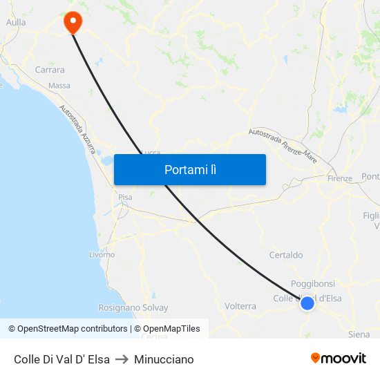 Colle Di Val D' Elsa to Minucciano map