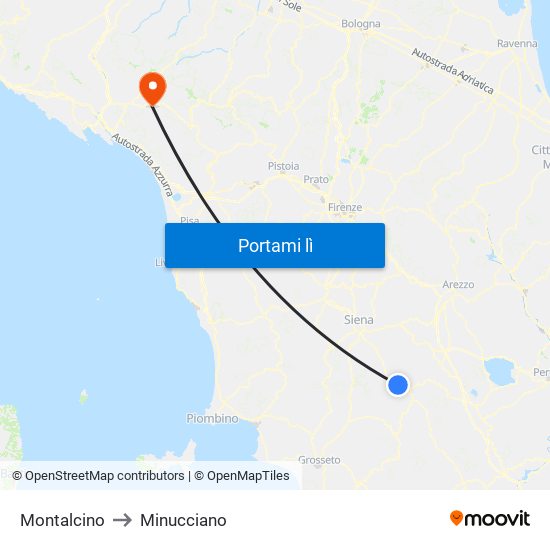 Montalcino to Minucciano map