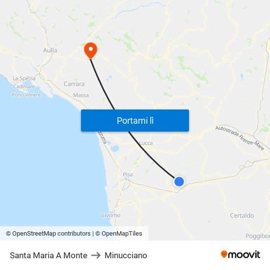 Santa Maria A Monte to Minucciano map