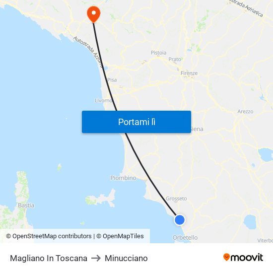 Magliano In Toscana to Minucciano map