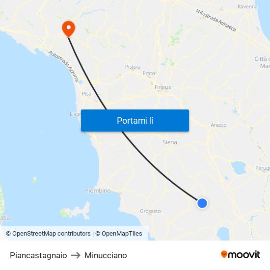 Piancastagnaio to Minucciano map