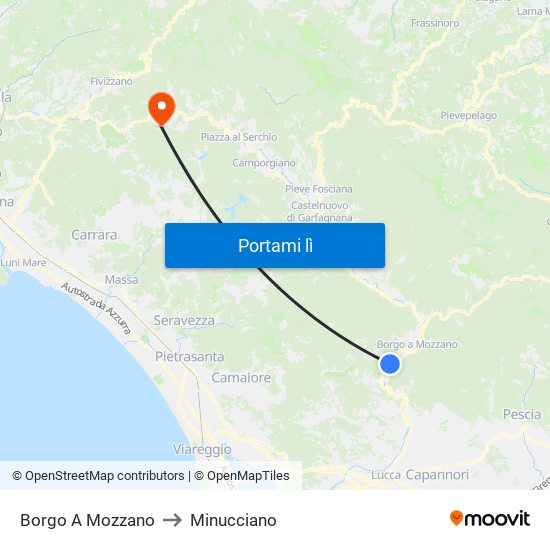 Borgo A Mozzano to Minucciano map