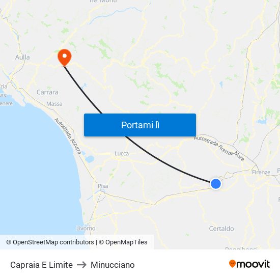 Capraia E Limite to Minucciano map