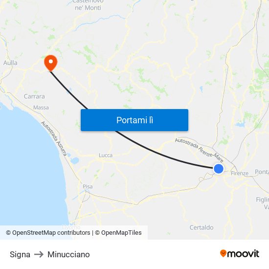 Signa to Minucciano map
