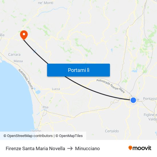 Firenze Santa Maria Novella to Minucciano map