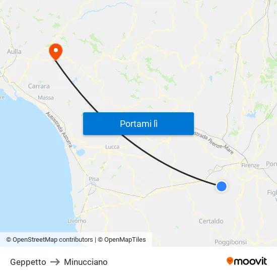 Geppetto to Minucciano map