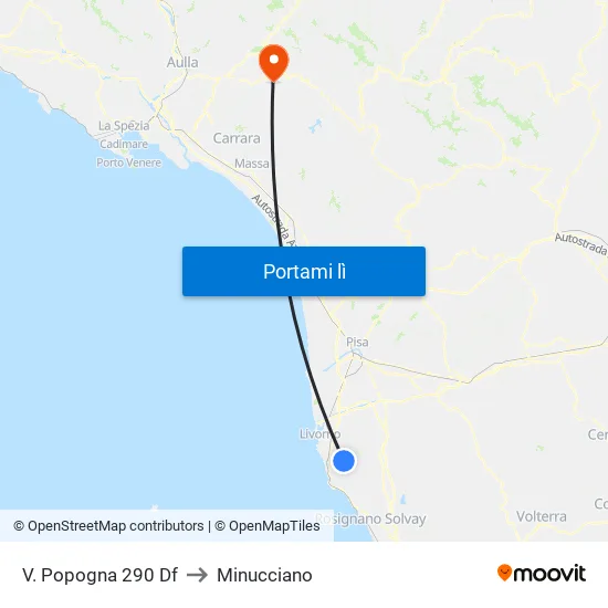 V. Popogna 290 Df to Minucciano map