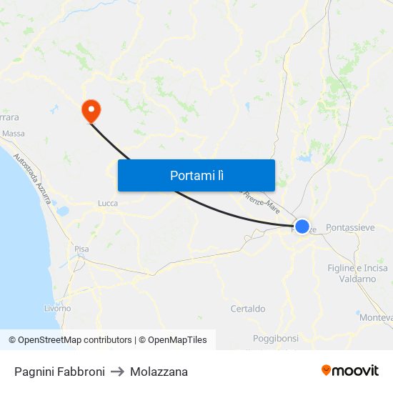 Pagnini Fabbroni to Molazzana map