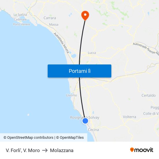 V. Forli',  V. Moro to Molazzana map