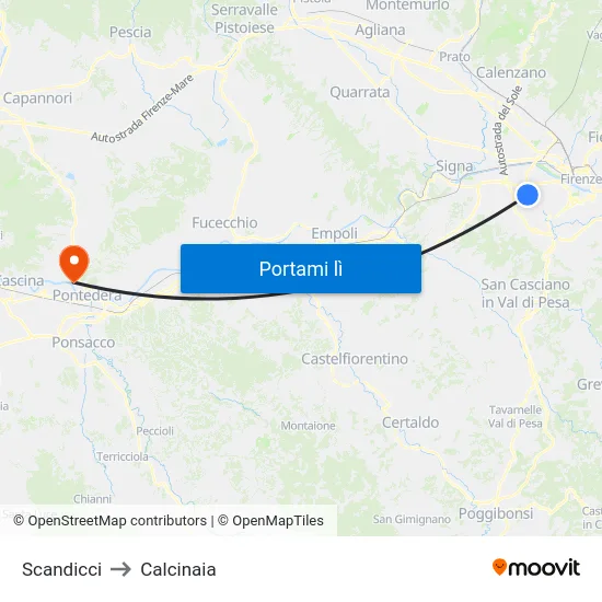 Scandicci to Calcinaia map