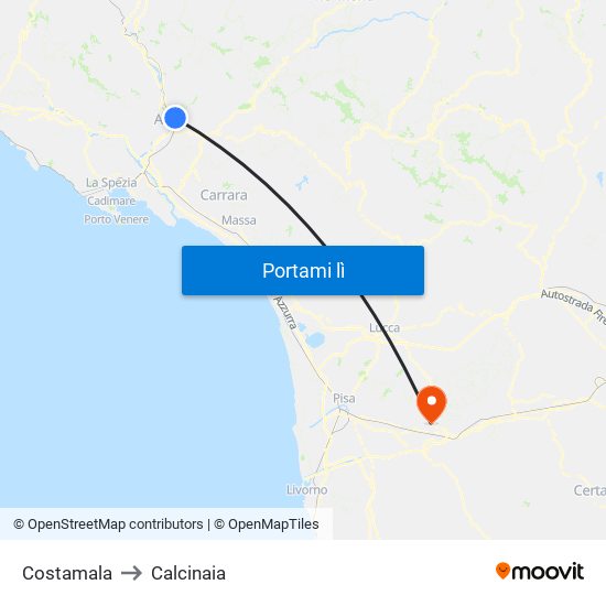 Costamala to Calcinaia map