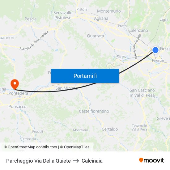 Parcheggio Via Della Quiete to Calcinaia map