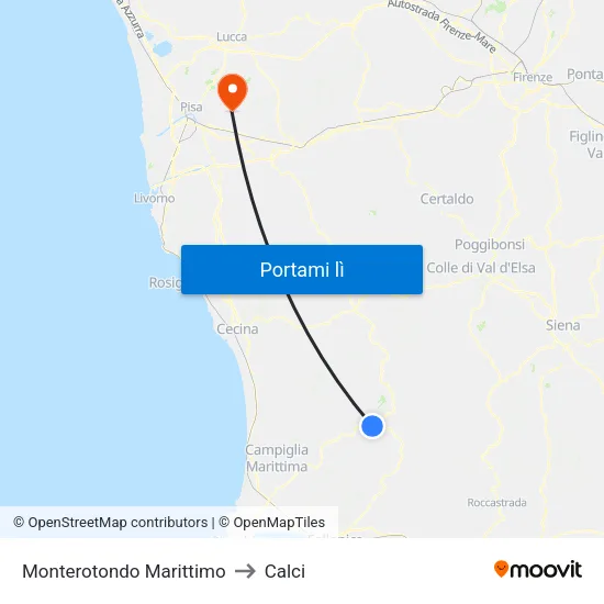 Monterotondo Marittimo to Calci map
