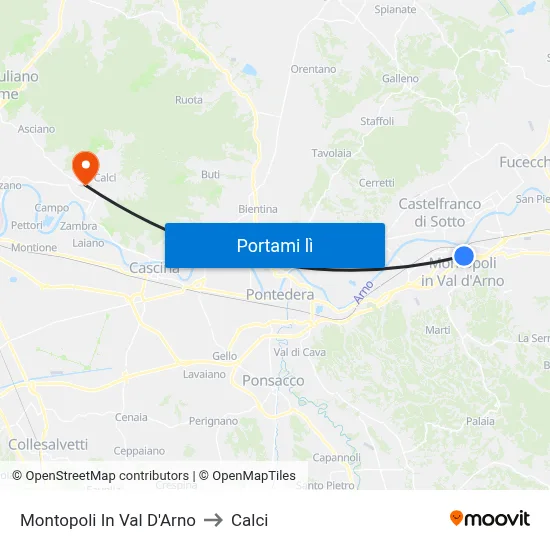 Montopoli In Val D'Arno to Calci map
