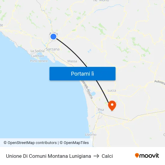 Unione Di Comuni Montana Lunigiana to Calci map