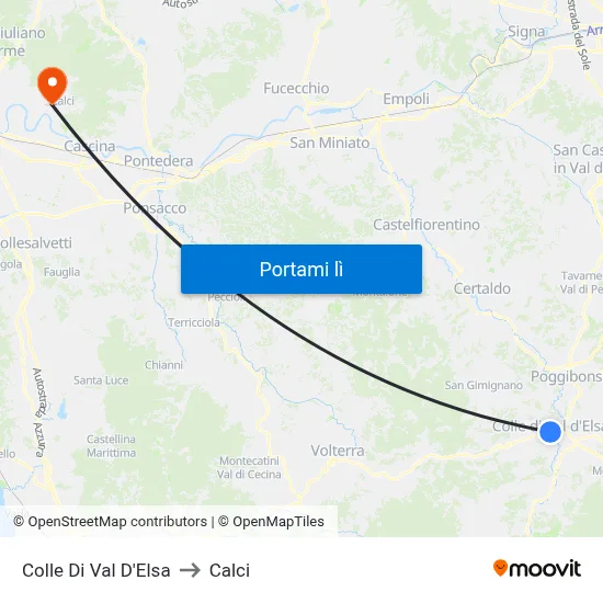 Colle Di Val D'Elsa to Calci map