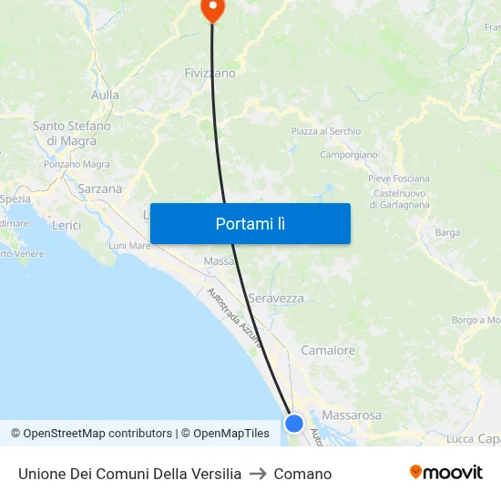 Unione Dei Comuni Della Versilia to Comano map