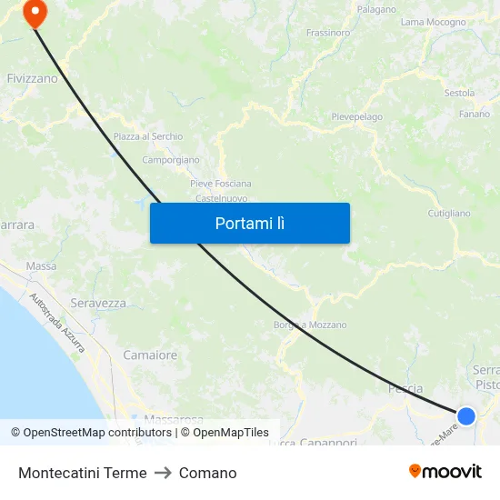Montecatini Terme to Comano map