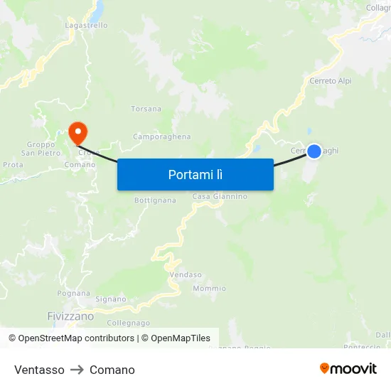 Ventasso to Comano map
