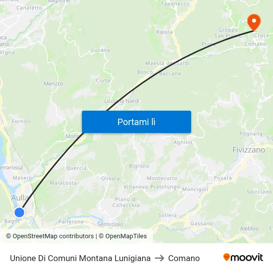 Unione Di Comuni Montana Lunigiana to Comano map
