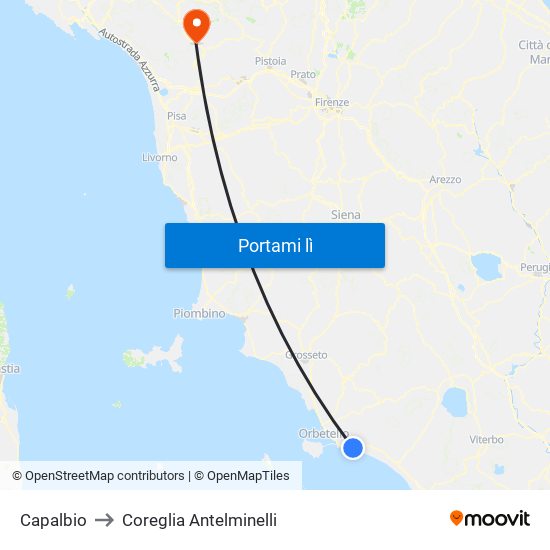 Capalbio to Coreglia Antelminelli map