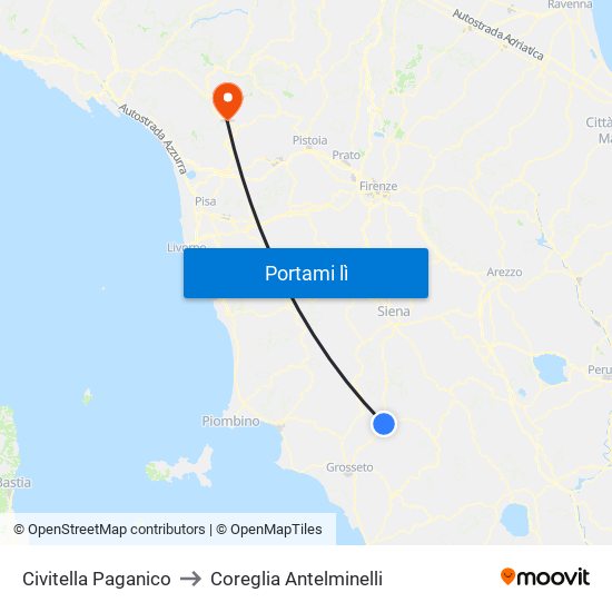 Civitella Paganico to Coreglia Antelminelli map