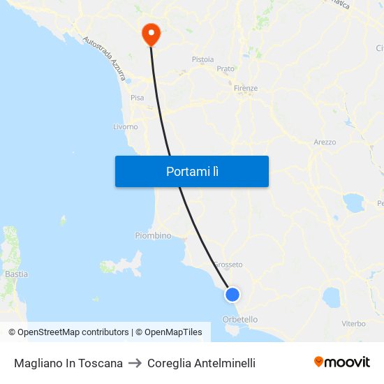 Magliano In Toscana to Coreglia Antelminelli map