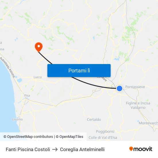 Fanti  Piscina Costoli to Coreglia Antelminelli map