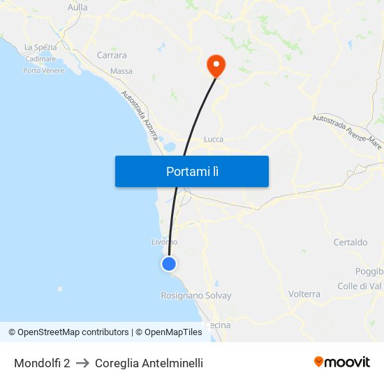 Mondolfi 2 to Coreglia Antelminelli map