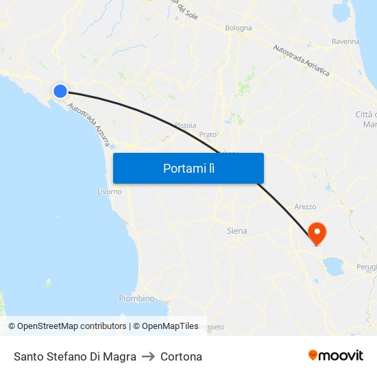 Santo Stefano Di Magra to Cortona map