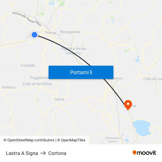 Lastra A Signa to Cortona map