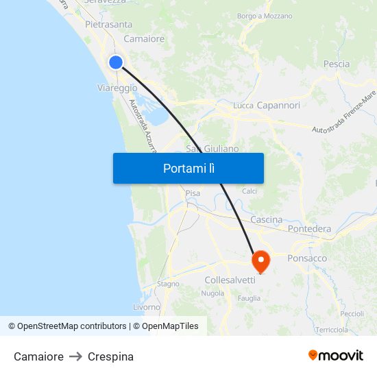 Camaiore to Crespina map