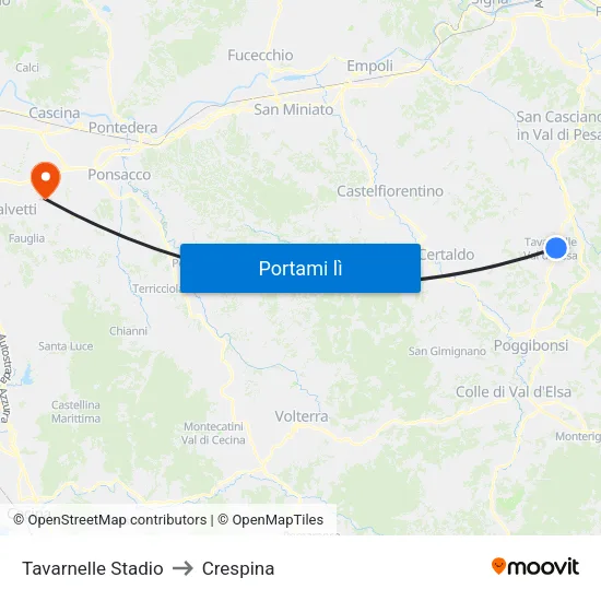 Tavarnelle Stadio to Crespina map