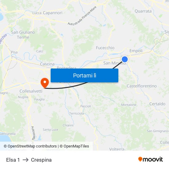 Elsa 1 to Crespina map