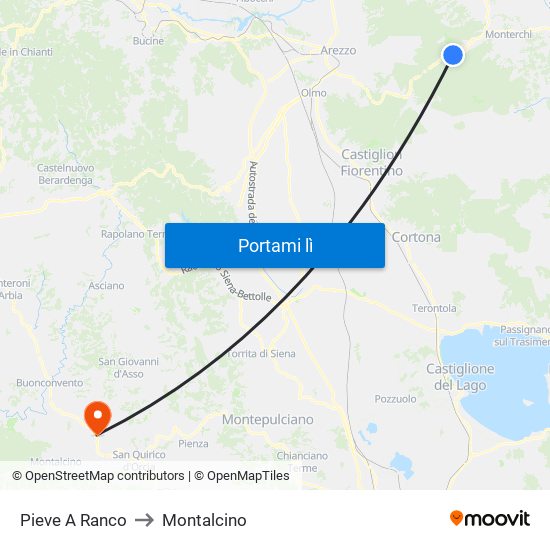 Pieve A Ranco to Montalcino map