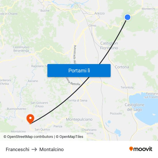 Franceschi to Montalcino map