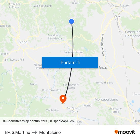 Bv. S.Martino to Montalcino map