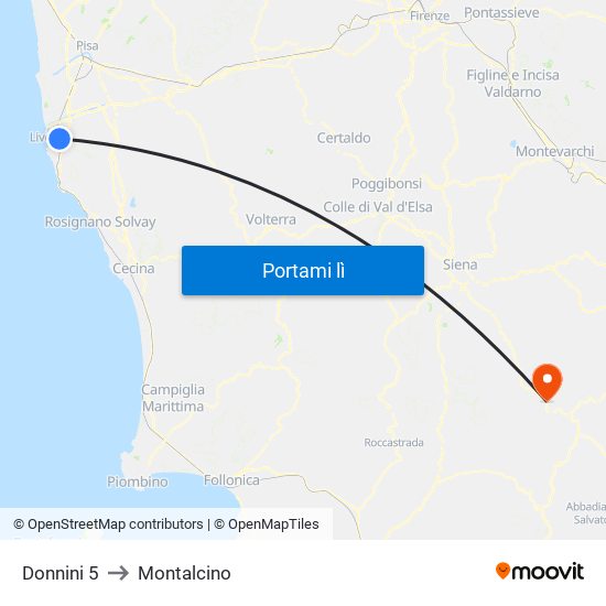 Donnini 5 to Montalcino map
