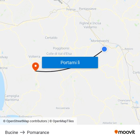 Bucine to Pomarance map