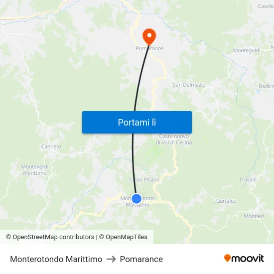 Monterotondo Marittimo to Pomarance map