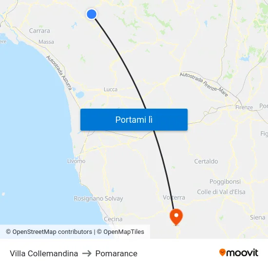 Villa Collemandina to Pomarance map