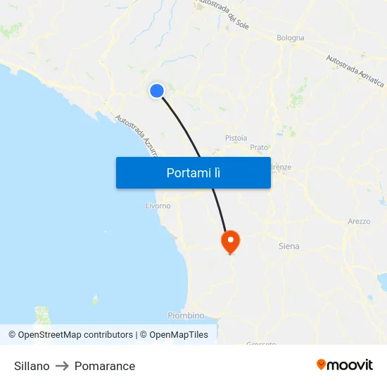 Sillano to Pomarance map