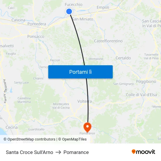 Santa Croce Sull'Arno to Pomarance map