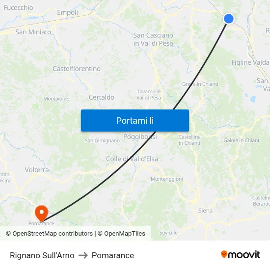 Rignano Sull'Arno to Pomarance map