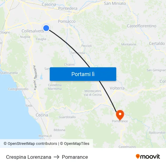 Crespina Lorenzana to Pomarance map