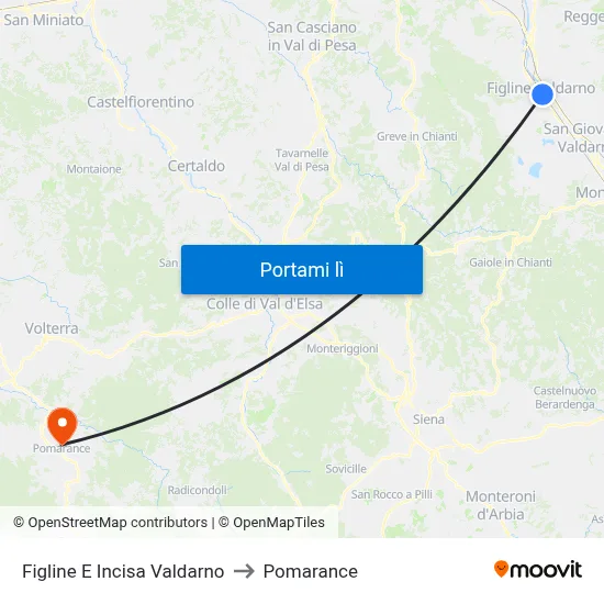 Figline E Incisa Valdarno to Pomarance map