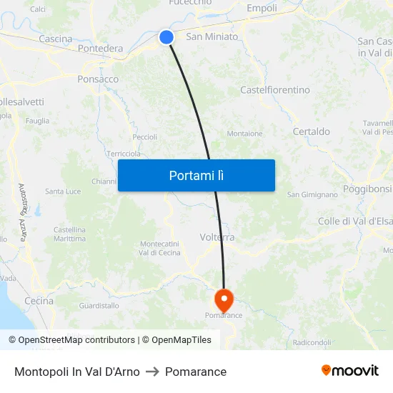 Montopoli In Val D'Arno to Pomarance map