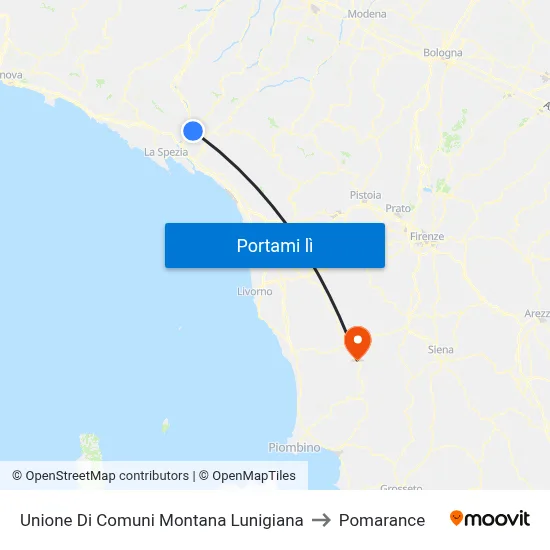 Unione Di Comuni Montana Lunigiana to Pomarance map