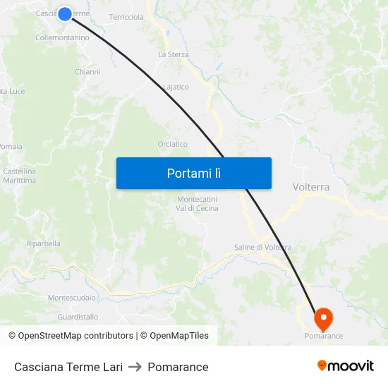 Casciana Terme Lari to Pomarance map