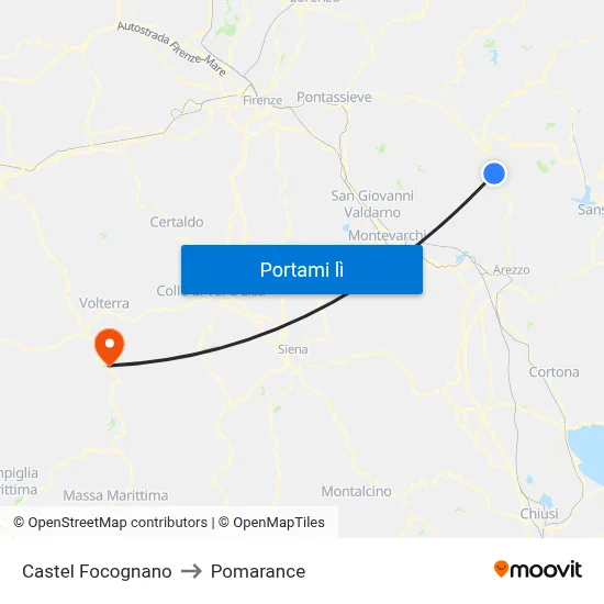 Castel Focognano to Pomarance map